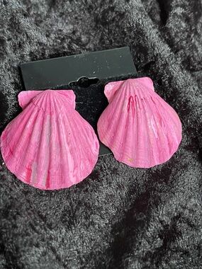 Pink Scallop Shell Handmade Statement Earrings